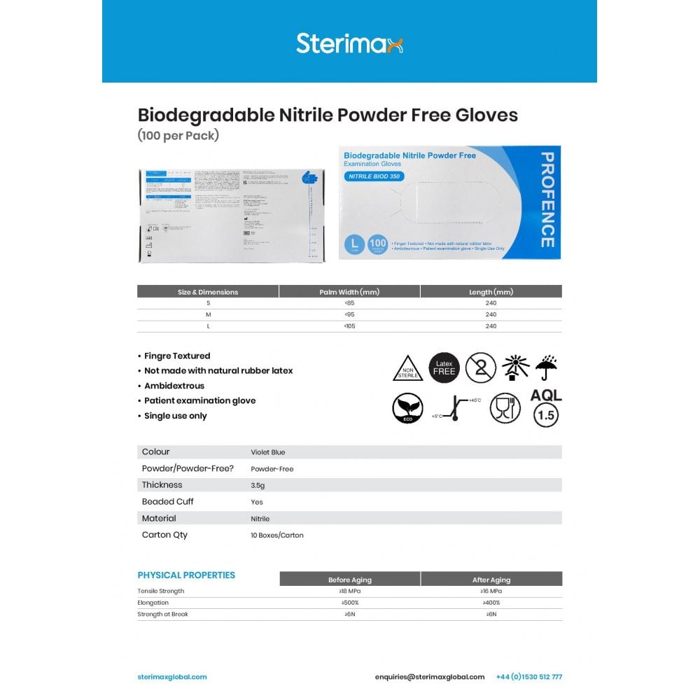 Biodegradable - Nitrile Gloves - Powder Free
