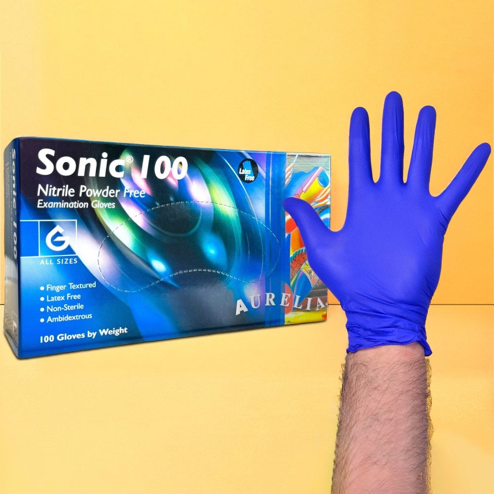 Sonic 100 Cobalt Blue Nitrile Gloves - Powder Free