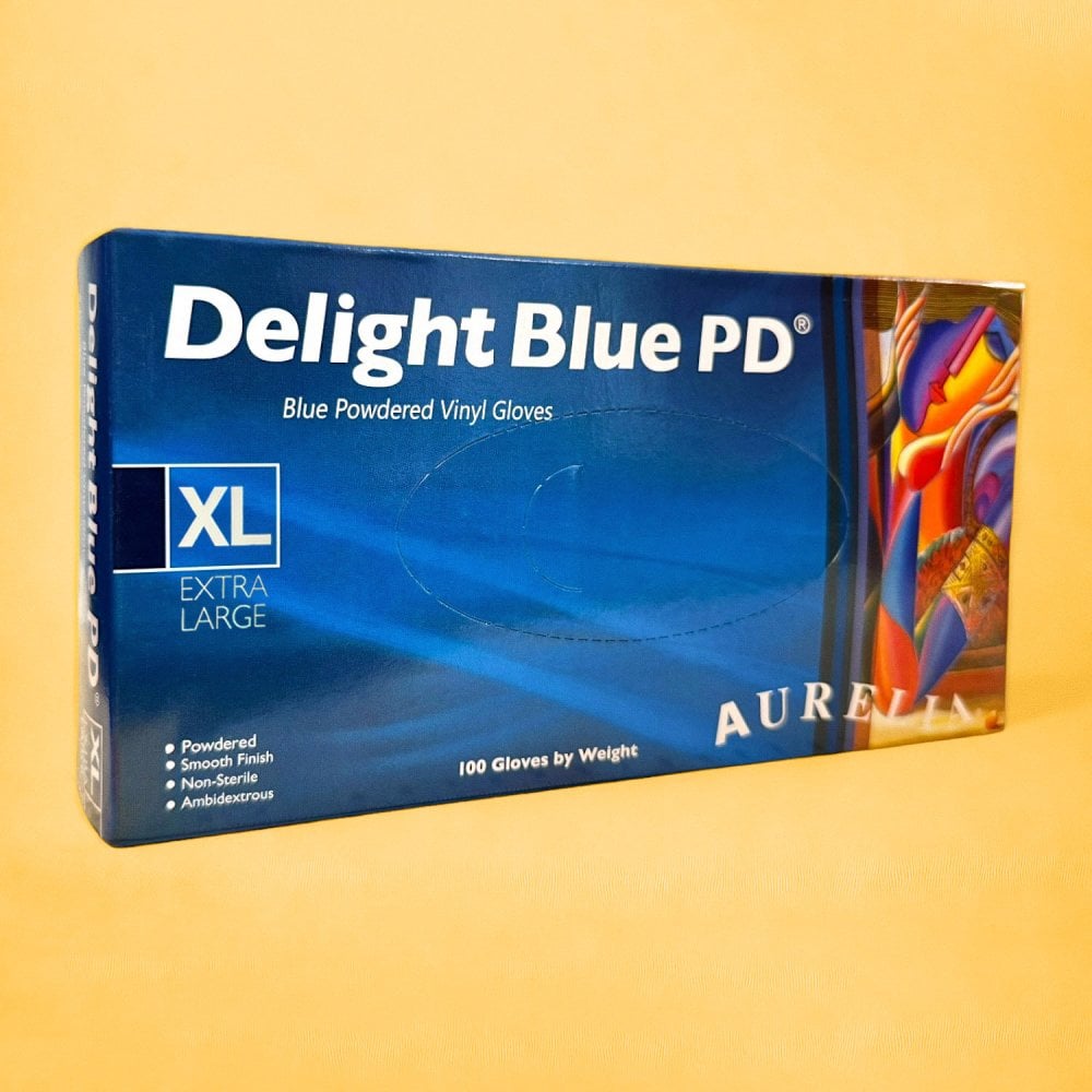 Aurelia - Blue Vinyl Gloves - Powdered