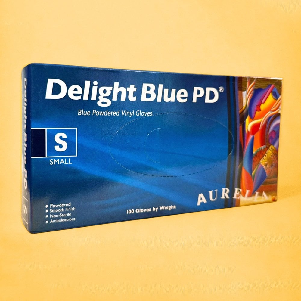 Aurelia - Blue Vinyl Gloves - Powdered