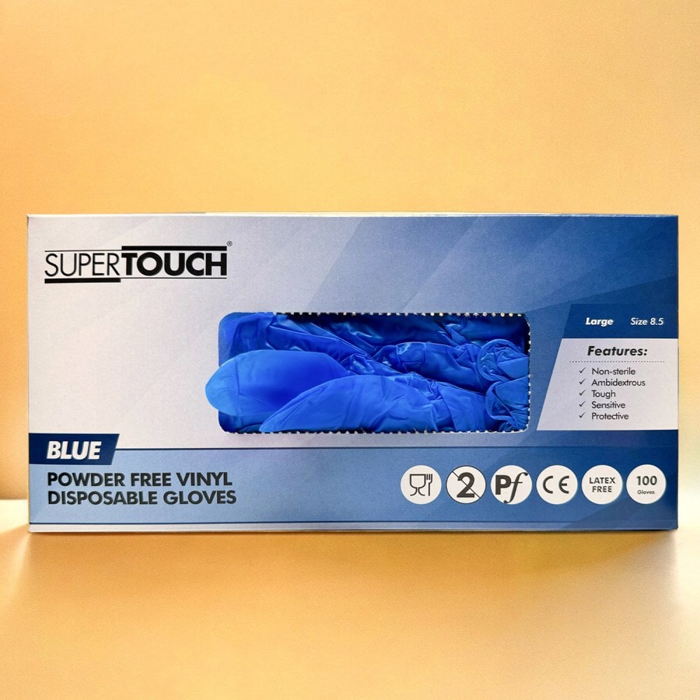 Blue Vinyl Gloves - Powder Free