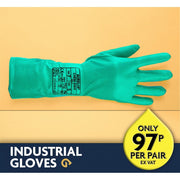Chem Max - Green Flock lined Nitrile Chemical Gauntlet Glove