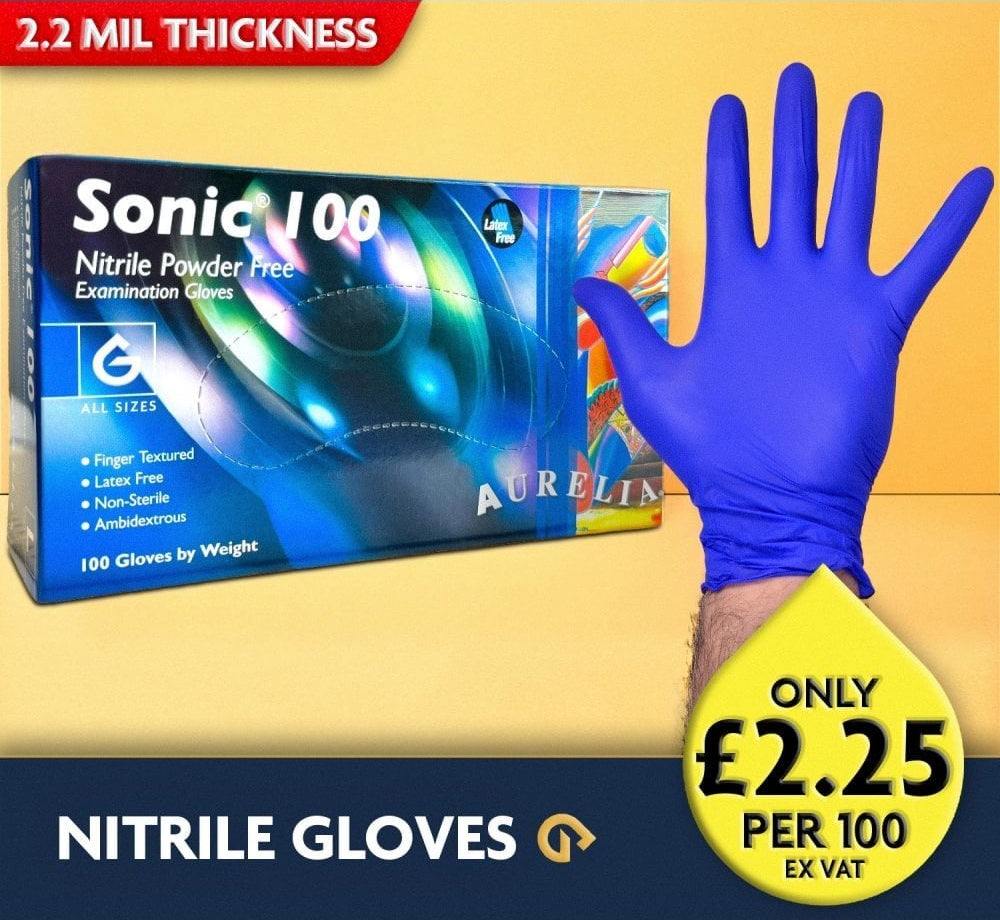 Sonic 100 - Cobalt Blue Nitrile Gloves - Powder Free Bundle
