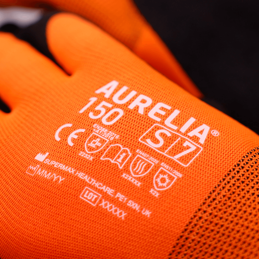 Orange Thermal Glove With Black Sandy Latex Palm Coating