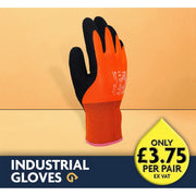 Orange Thermal Glove With Black Sandy Latex Palm Coating