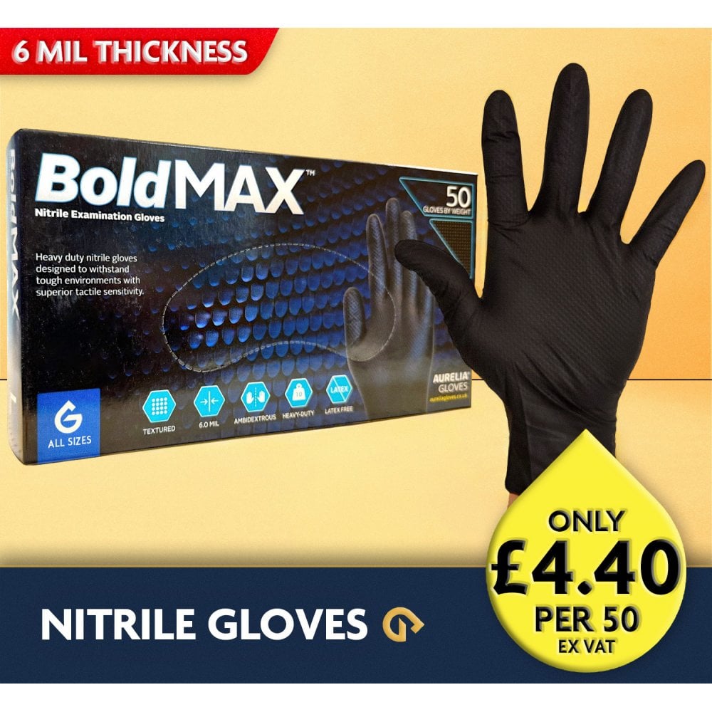 Bold MAX - Black Heavy Duty Nitrile Gloves