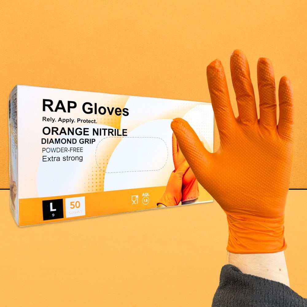 Ignite Orange Nitrile Gloves - Powder Free