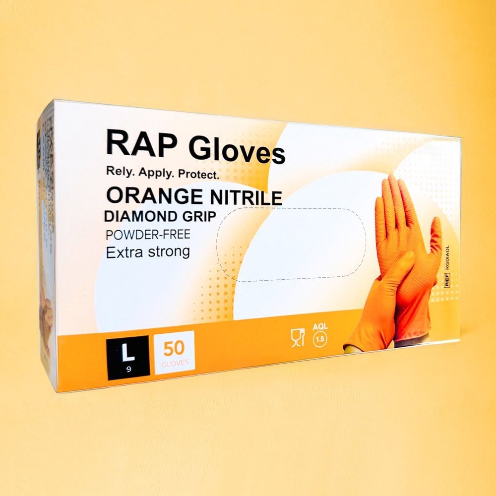 Ignite Orange Nitrile Gloves - Powder Free