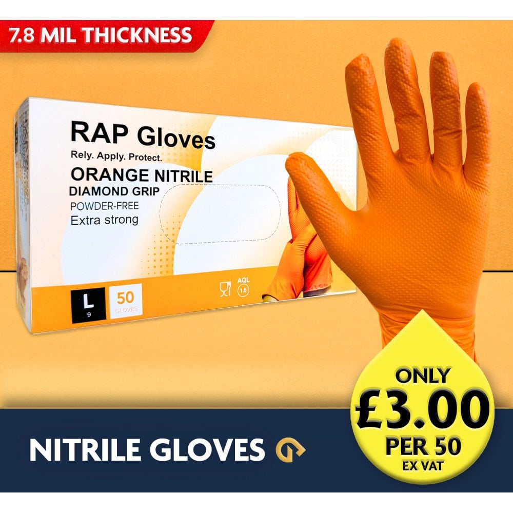 Ignite Orange Nitrile Gloves - Powder Free
