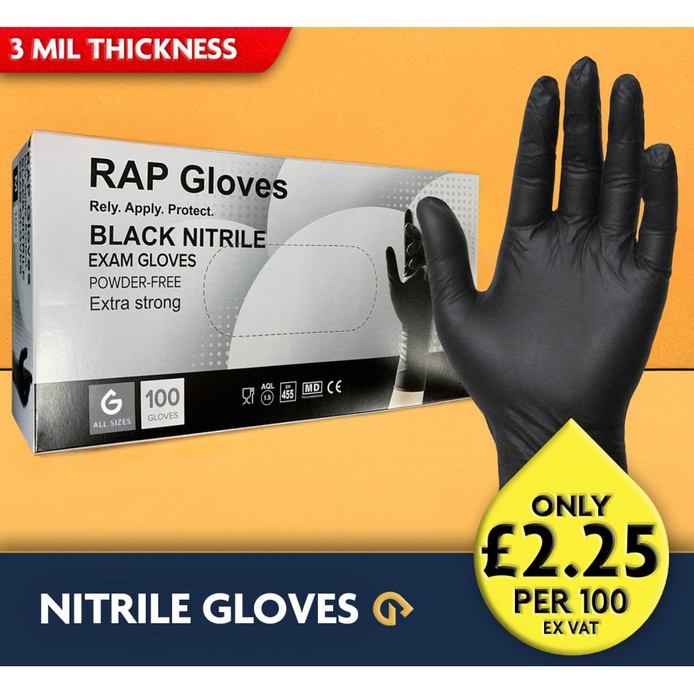 Black Nitrile Gloves - Powder Free