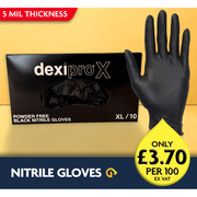 Black Dexi Pro X Nitrile Gloves - Powder Free