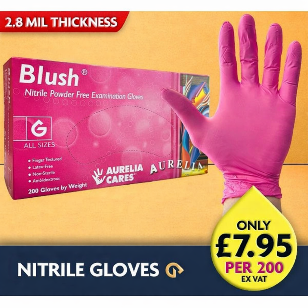 Blush - Pink Nitrile Gloves - Powder Free