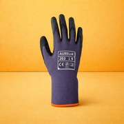 Aurelia 203 - Grey Nylon Spandex Glove with a Black Micro Foam Nitrile Coating