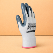 Aurelia 205 - 13gg Grey Nitrile Palm Coated Glove with a White Nylon Liner