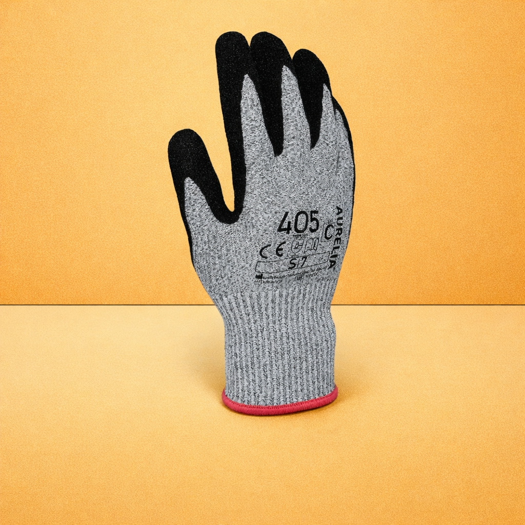 Aurelia 405 - 13gg Cut C Protective Glove with a Black Sandy Nitrile Coating